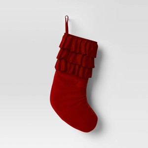 20" Velvet Stocking with Ruffles - Wondershop™ - 1 of 3