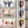 Modern Marble White Vanity Desk, Small Make Up Vanity Table with Lighted Mirror, Charging Station, Drawers, Open Shelves & Stool, Compact Dressing - 4 of 4