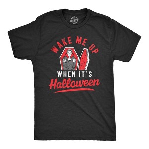 Mens Wake Me Up When Its Halloween T Shirt Funny Vampire Scary Season Lover Tee For Guys - Crazy Dog Men's T Shirt - 1 of 4