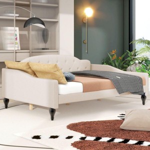 Streamdale Full Size Upholstered Tufted Daybed, Beige - 1 of 4