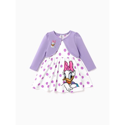 PATPAT Disney Princess Frozen Elsa Toddler Girl Dress and Velvet Cardigan Sets 2 pcs Long Sleeve Kids Outfit 2-6 Years
