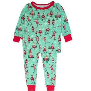 RuffleButts SoftSnooze Toddler Girls Holiday Ruffle Long Sleeve Pajama Set - 1 of 2