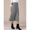 INSPIRE CHIC Women's Casual Vintage High Waist A Line Pleated Knit Midi Skirts - 3 of 4