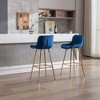 30" Velvet Fabric Counter Height Bar Stools Set of 2 with Chrome Footrest and Metal Legs for Kitchen, Dining, or Bar - 4 of 4