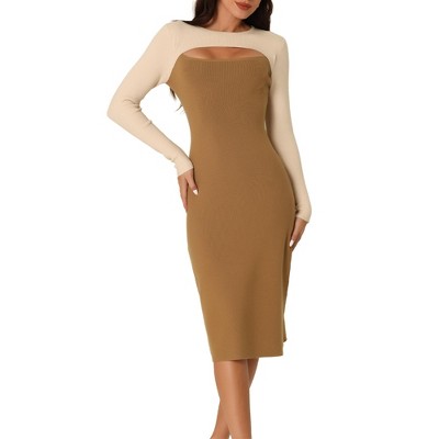 Women's sweater knitted thick round neck, Cut-Out Shoulders elegant