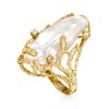 Ross-Simons 10x24mm Cultured Baroque Pearl Ring With Diamond Accents in 14kt Yellow Gold - 4 of 4