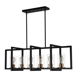 LLHZSY Modern Linear Pendant Chandelier With Glass Shape 6-Light Fixture for Kitchen Island Dining Room - 43 3/10" - 1 of 4