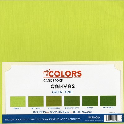 My Colors Canvas Cardstock Bundle 12"X12" 18/Pkg-Green Tones