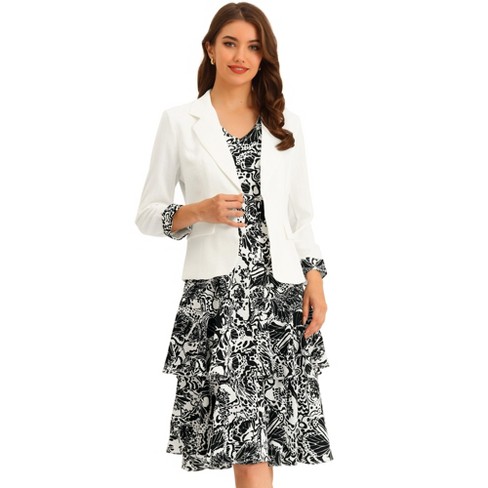 Allegra K Women's Long Sleeve Blazer And Pencil Skirt Suit Set 2 Pcs :  Target