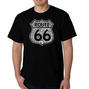 LA Pop Art Men's Word Art T-shirt - Route 66 - Life is a Highway - 1 of 4