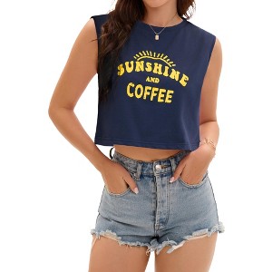 ATHLECHIC Women's Casual Loose Crewneck Sleeveless Crop Tank Top - 1 of 4