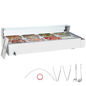 VEVOR 8-Pan Commercial Food Warmer, 8 x 8QT Electric Steam Table with Glass Cover, 1700W Countertop Stainless Steel Buffet Bain Marie - 1 of 4