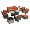 XIZZI Patio Furniture Sets Designed for Outdoor Relaxation, Comfy 3.5-Inch Cushions & 360° Swivel Action for Extra Comfort, 10 Pcs/Set, Orange - 2 of 4