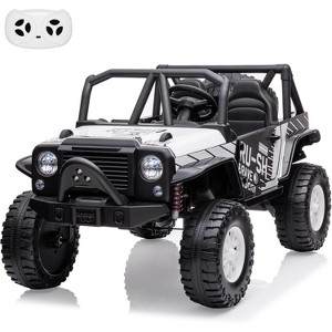 24V 2-Seater Kids Ride-On Car Truck with Dual Powerful Motors, Remote Control, Soft Brake, Led Lights, Spring Suspension, Music,White - 1 of 4