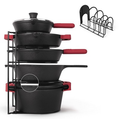 Cuisinel Pan Organizer - Silicone-Coated Non-Slip 15" Heavy Duty Skillet Rack
