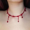 Gothic Blood Drop Fringe Choker With Crystal & Pearl Beads For Vampire Halloween Punk Jewelry - 2 of 4