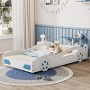 NicBex Twin Race Car-Shaped Platform Bed Frame with Wheels for Kids,Solid Wood Slats Support,No Box Spring Needed,Easy Assembly,White - 2 of 4