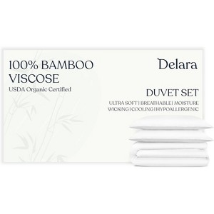 Delara 100% Viscose Derived from Bamboo Duvet Cover Set - Ultra-Soft, Cooling & Breathable, Includes Duvet Cover & Pillow Shams - 1 of 4