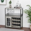 Wine Bar Cabinet with Wine Racks, Glass Holders & Mesh Door, 3-Tier Liquor Cabinet with Adjustable Shelves, Coffee Bar for Kitchen, Dining Room - 3 of 4