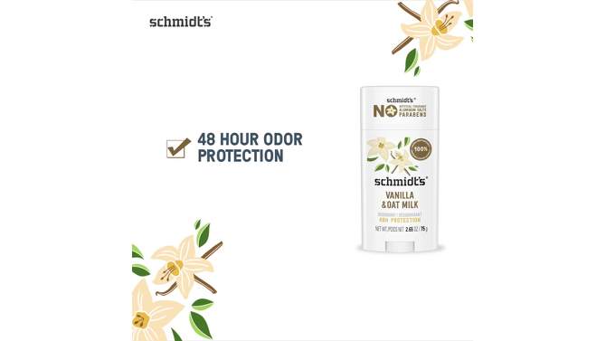 Schmidt&#39;s Vanilla + Oat Aluminum-Free Natural Sensitive Skin Deodorant Stick - 2.65oz, 2 of 9, play video