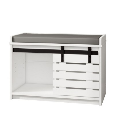 Sevobal Shoe Racks, Floor-standing Shoe Cabinet with Sliding Door and Adjustable Shelves for Living Room Entryway Mudroom, White, 28.74"*13.62"*19.68"