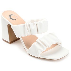Journee Collection Womens Zoee Open Square Toe Block Heel Sandals White 8 - 1 of 4