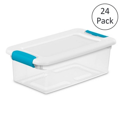 Sterilite 6-Quart Clear Stackable Latching Storage Box Container, 24 Pack | 1492