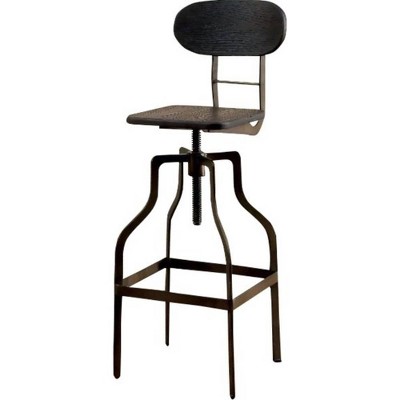 Industrial Style Wooden Swivel Barstool Slate Black - Benzara