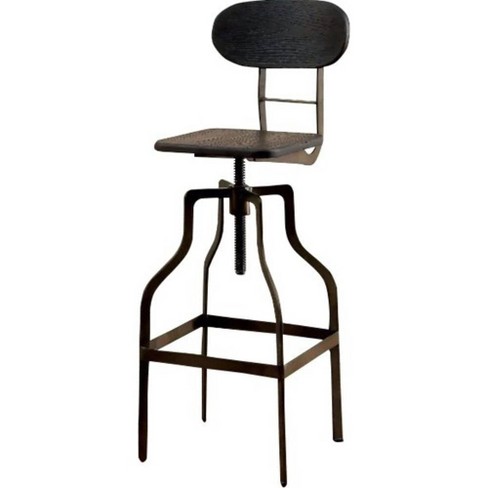 Industrial Style Wooden Swivel Bar Stool Slate Black - Benzara : Target