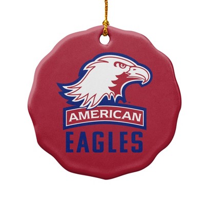American University Eagles Logo Porcelain Scalloped Holiday Christmas Tree Ornament
