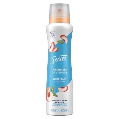 Secret Dry Spray Antiperspirant Deodorant - White Peach and Argan Oil - 4.1oz