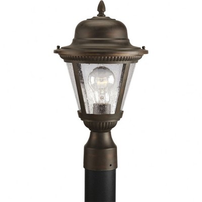 Progress Lighting Westport 1-Light Outdoor Post Lantern, Antique Bronze, Clear Seeded Glass Shade
