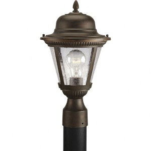 Progress Lighting Westport 1-Light Outdoor Post Lantern, Antique Bronze, Clear Seeded Glass Shade - 1 of 2