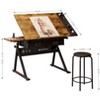 VYNXARIA Adjustable Drawing Drafting Table Desk with 2 Drawers and Stool - Perfect for Home Office and School (Wood) - 4 of 4