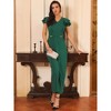 INSPIRE CHIC Women's Ruffled Short Sleeve V Neck Dressy Wide Leg Pants Jumpsuits - 3 of 4