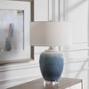 Uttermost Blue Waters Ceramic Table Lamp with Ombre Glaze, Crystal Accents & Drum Shade, 26.5"H - 2 of 4