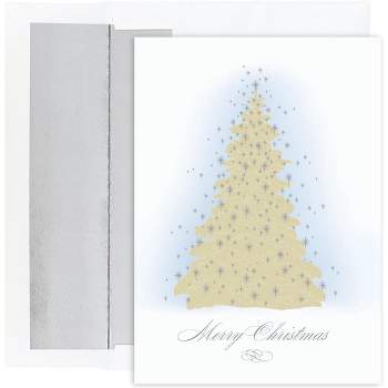 Masterpiece Studios Holiday Collection 15-Count Christmas Cards with Foil Lined Envelopes, Frosted Tree, 5.62" x 7.87  (823300)
