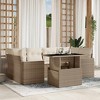 vidaXL Patio Sofa Set with Cushions Outdoor Furniture 7 Piece Poly Rattan - Beige and Cream Without Storage - 2 of 4