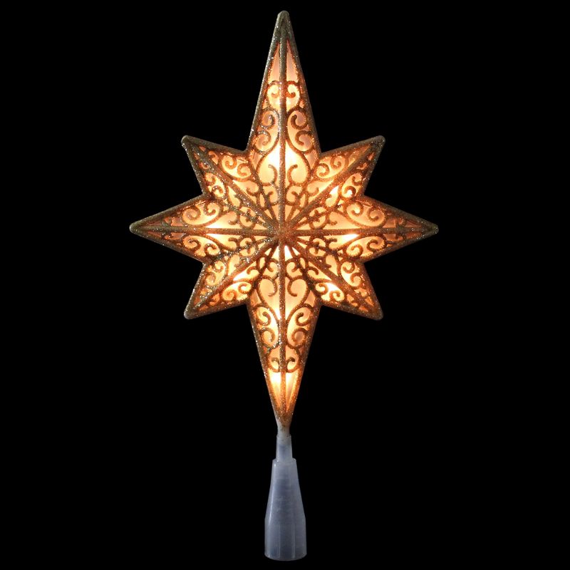 Northlight 10" Lighted Frosted Clear and Gold Scroll Star of Bethlehem Christmas Tree Topper - Clear Lights, 2 of 4