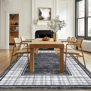 Modern Washable Area Rug for Living Room, Bordered Foldable Area Rug with Non Slip Backing, Stain Resistant Low Pile Carpet for Home - 1 of 4
