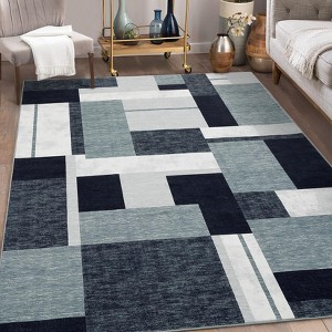 Entryway Rug Runner Rug Washable Kitchen Rug Modern Block Pattern Rugs for Bedroom Indoor Outdoor Rugs - 1 of 4