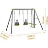 YUHAO Children  Three Seat Metal Safe Swing Set 440lbs, Outdoor Toys，Age 3+ , Black and Green - 2 of 4