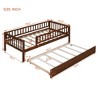 ALEXOUN Twin Size Daybed with Trundle and Fence Guardrails,Wood Day Bed Frame with Backrest and Armrest,No Box Spring Needed - 3 of 4