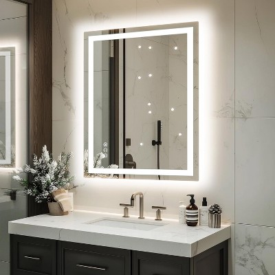 32x24 Inch LED Bathroom Mirror with Double Lighting, Dimmable Backlit & Frontlit, 3 Color Temperatures