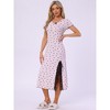 INSPIRE CHIC Women's Short Sleeves Heart Print Lace Trim Slit Side Ribbed Knit Long Nightgowns - 2 of 4
