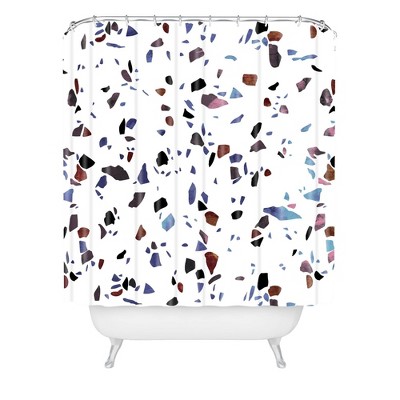 Emanuela Carratoni Autumnal Terrazzo Texture Shower Curtain Blue - Deny Designs