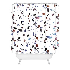 Emanuela Carratoni Autumnal Terrazzo Texture Shower Curtain Blue - Deny Designs: Microfiber, Easy Care, Ring Top - 1 of 4