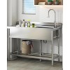 Coucheta Freestanding Single Bowl Utility Sink,Stainless Steel, Commercial w/ Hot & Cold Faucet for Kitchen, Laundry & More - 4 of 4