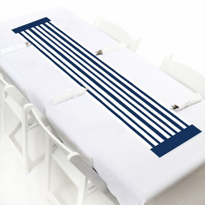 Big Dot of Happiness Navy Stripes - Petite Simple Party Paper Table Runner - 12 x 60 inches