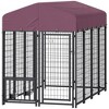 PawHut Outdoor Dog Kennel, Welded Wire Dog Run with 360° Rotating & 4 Levels Adjustable Bowls, Waterproof & UV Resistant Cover, 7.9' x 4' x 6' - 4 of 4